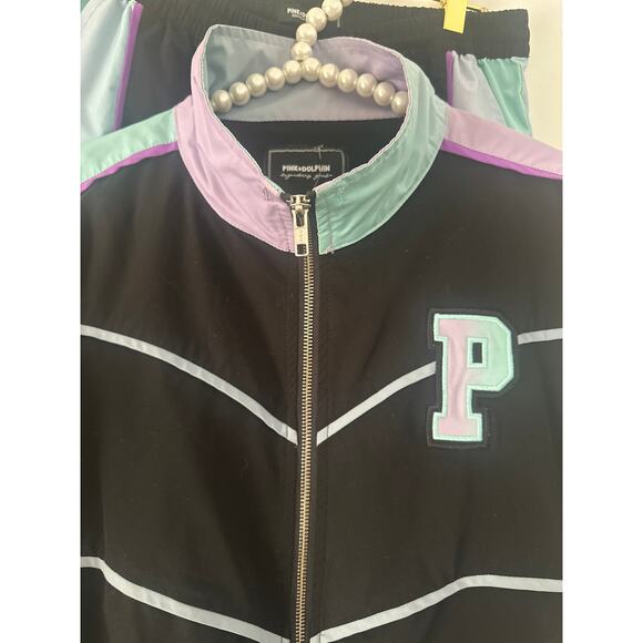 Pink Victorias Secret Dolphin Mr. Positive Windbreaker jacket and Pants set SzM - Picture 3 of 6